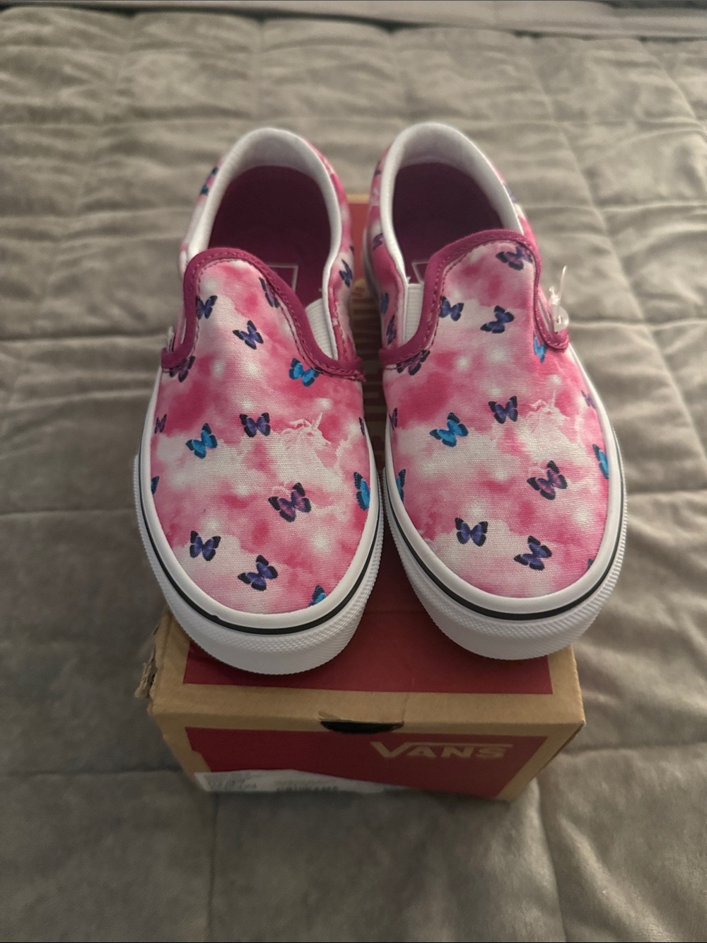 Vans Kids Slip-On Sneakers in Pink Butterfly Tie-Dye